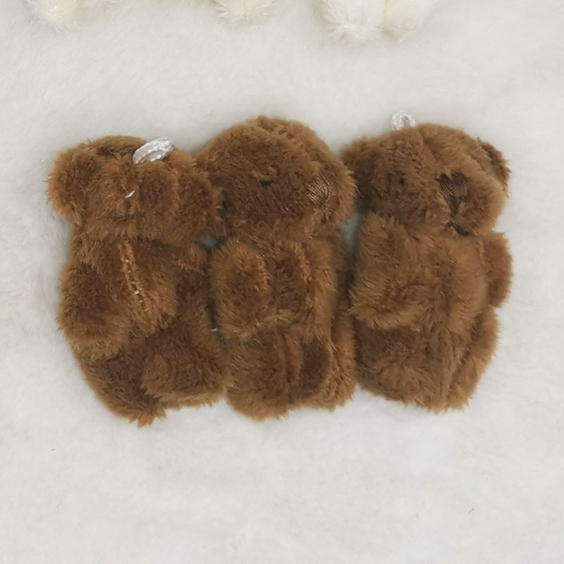 6cm迷你多色毛绒玩具关节熊公仔长毛泰迪熊帽子项链饰品配件DIY