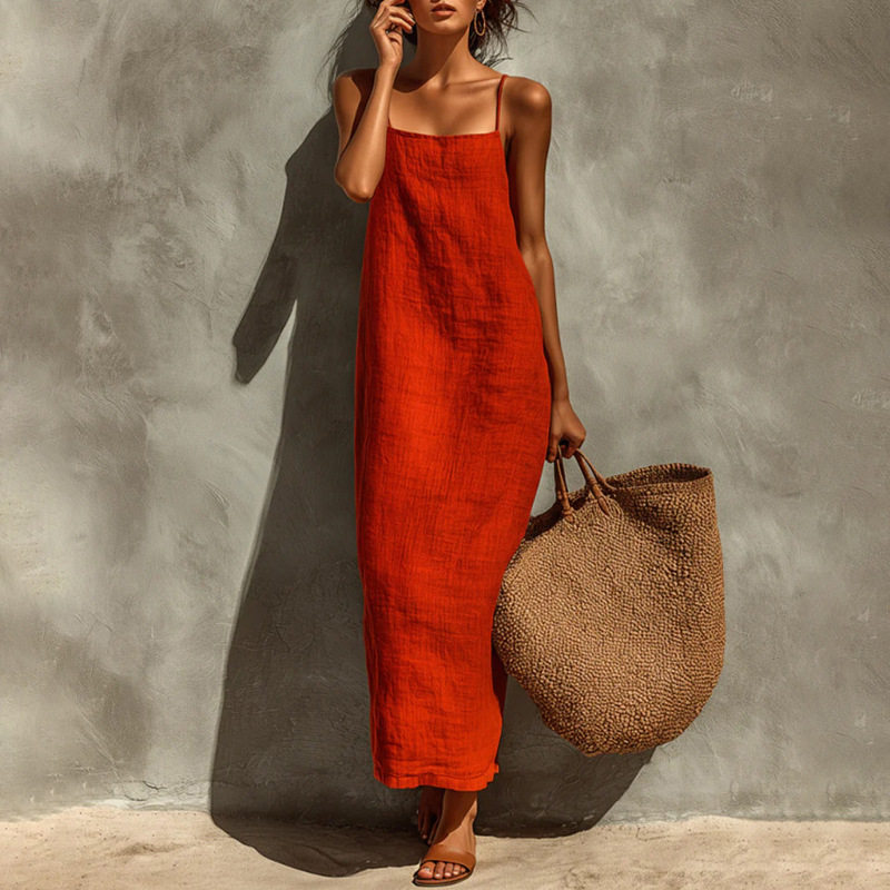 Summer Maxi Dress for Women Solid Color Casual Style Comfortable Fit Perfect for Vacation and Relaxation Wholesale