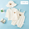 Pure Cotton Gauze One-Piece Clothes Newborn Baby Short-Sleeved Summer Thin Harem Clothes for Men and Women Baby Pajamas Summer Crawl Clothes