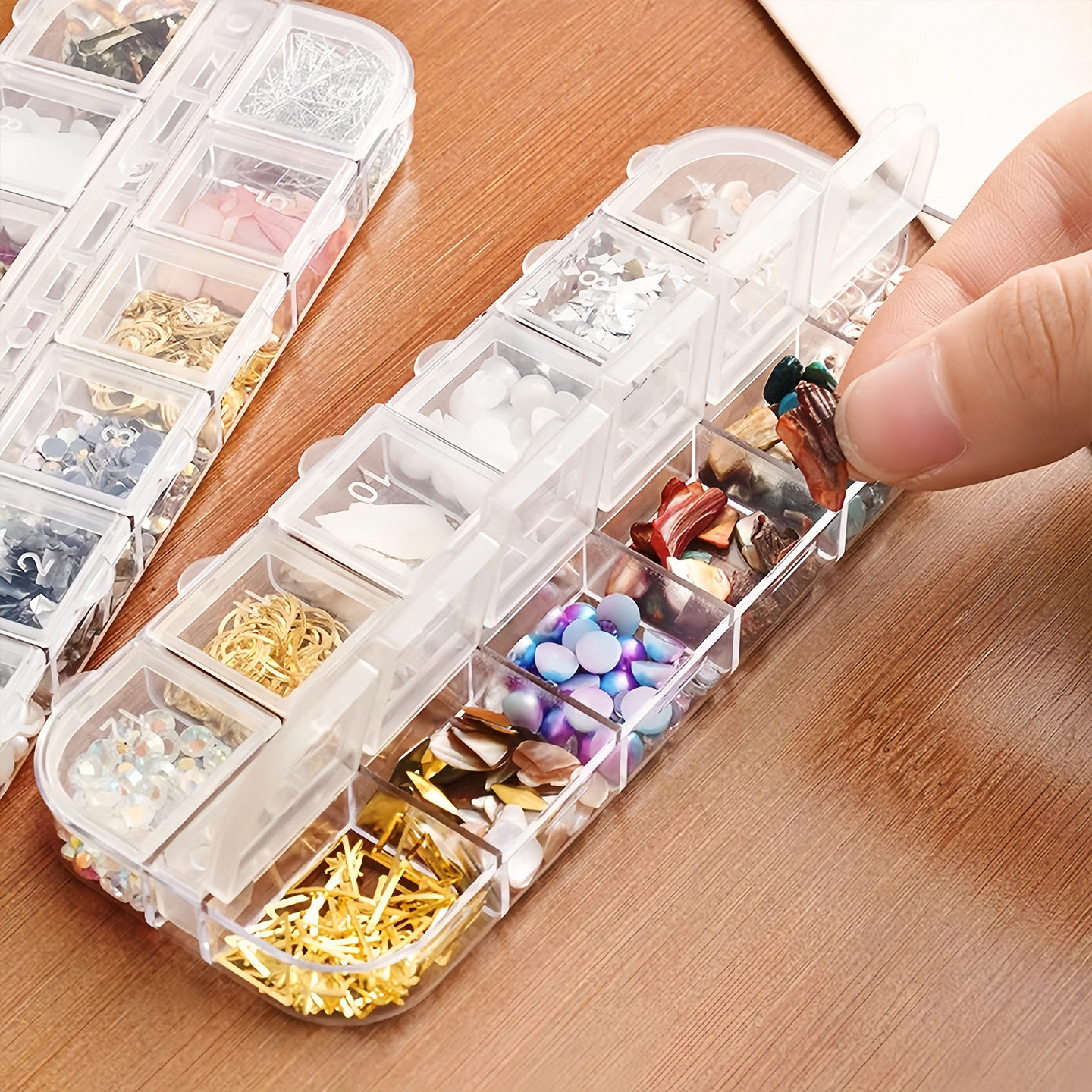 Manicure Tool Box 12-Compartment Long Box Jewelry Box Dried Flower Box Diamond Box Plastic Long Jewelry Storage Set Box