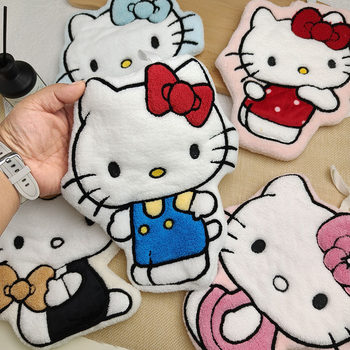 Hand Towel Kt Cat Cute Cartoon Kitchen Coral Fleece Hanging Towel Thick Absorbent Lint-Free Gift Towel Can Be Hung