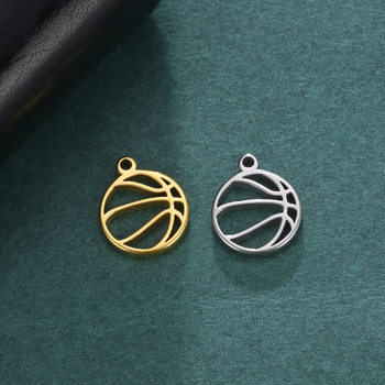 Europe and the United States cross-border personality new cutting stainless steel slide volleyball pendant gold basketball pendant factory outlet
