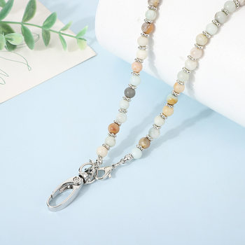 Cross-border Crystal Natural Stone lanyard necklace Key Lanyard Work Card Easy Pull Buckle Lanyard Necklace