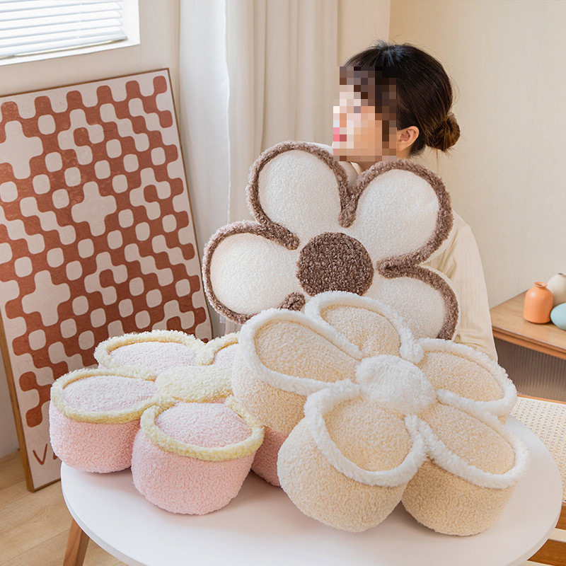 Ins-Style Flower Pillow Petal Headboard Cushion Living Room Sofa Cushion Bay Window Seat Cushion Sunflower Girl Ins Style