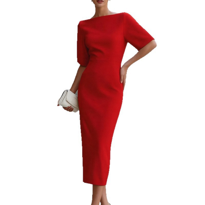 Summer Womens Dress Elegant Solid Color Slim Fit Bodycon Style Perfect for Parties and Events Wholesale Available