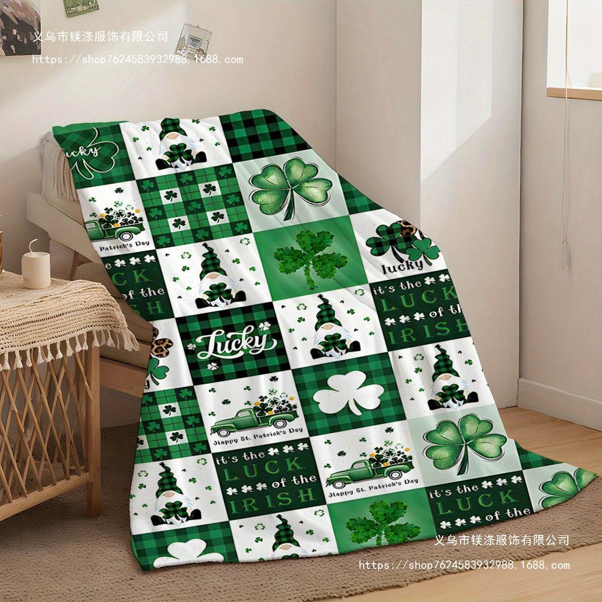 Cross-border St. Patrick's Festival Blanket Green Flange Blanket Amazon Best Selling Coral Blanket