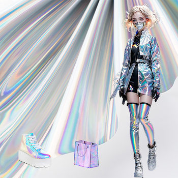 laser magic color leather clothing leather fabric artificial leather diy hand silver mirror PU fabric laser leather