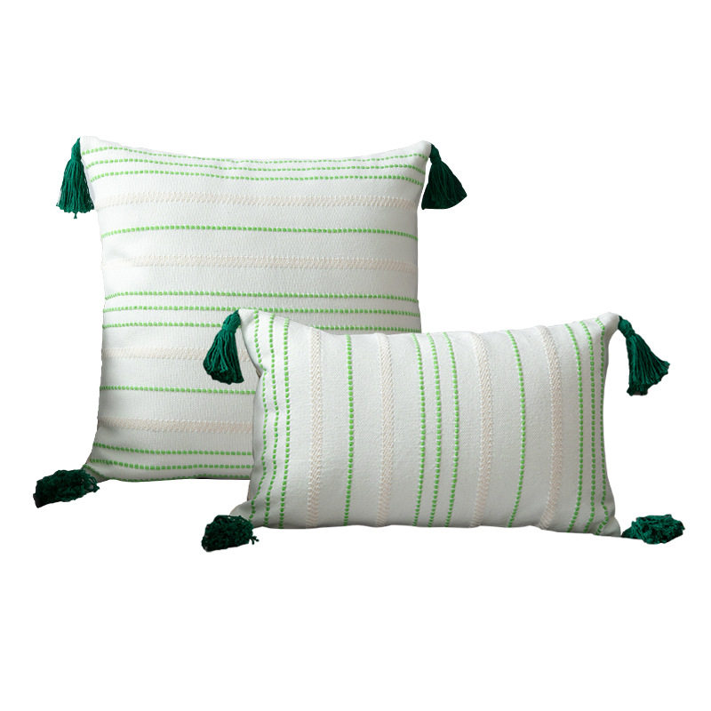 Modern Minimalist Living Room Stripesd Tassel Sofa Pillow Scandinavian B&B Bay Window Pillow Bedroom Bedside Cushion Waist Pillow