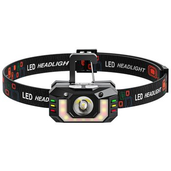 Wave Sensor Charged Display Headlight Telescopic Zoom Three-Color Light Source Head-Mounted Light Floodlight USB Rechargeable Lighting