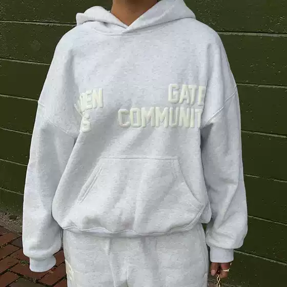 Casual Niche Personality Loose Letter Foam Print Hooded Pullover Sweatshirt Top Pocket Autumn and Winter Warm Women