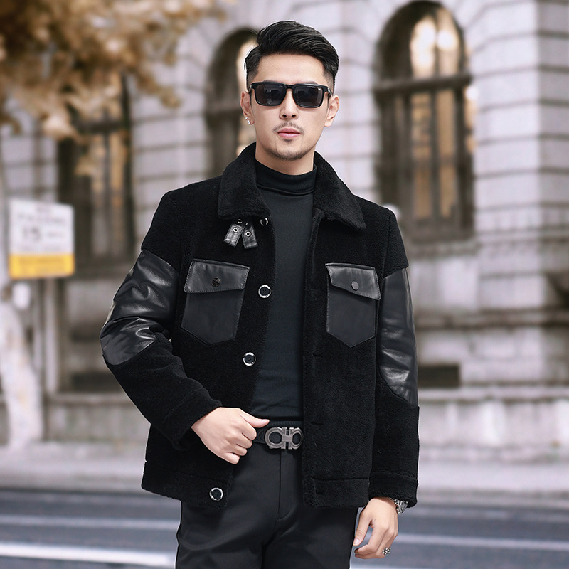 Áo Da Nam Chất Liệu Da Bò Kín Cổ Hàng Mùa Xuân Thu Đông