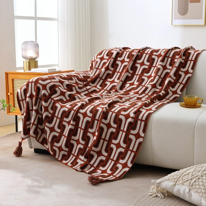 New Bohemian Style Knitted Blanket Four Seasons Nap Air Conditioning Blanket Car Homestay Sofa Decorative Blanket