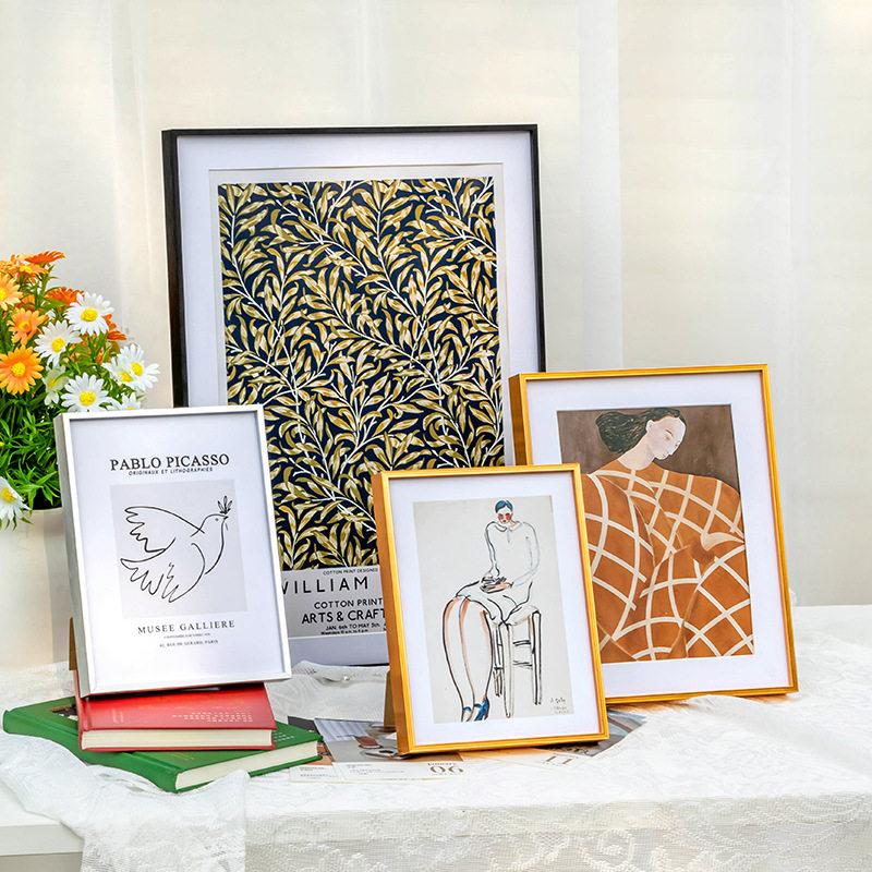 Casual Thin Narrow Edge Aluminum Alloy Painting A3A4 Frame Framed Photo Frame Wall Hanging Frame Advertising Poster Puzzle Wall Hanging Frame