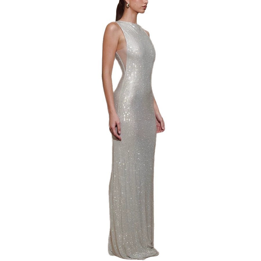 Sequin Bodycon Dress Sleeveless Back Zipper Split Design Summer Evening Wear Wholesale Available