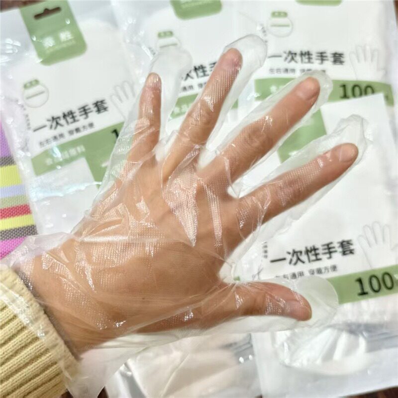 Thickened Disposable Gloves for Catering, Plastic Pe Lobster Gloves, Household Gloves, Hair Salon Transparent Baking Gloves
