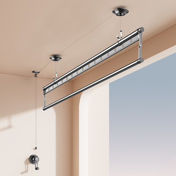 Mrs. Jin Single-Pole Hand-Cranked Clothes Drying Rack Household Balcony Adjustable Clothes Drying Rod Manual Top-Mounted Clothes Drying Rack Cool Clothes