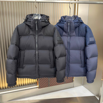 Cross-Border Exclusive 2025 European and American Trendy Brand Hooded Patchwork down Jacket for Men, Warm and Cold-Resistant 90% White Duck down Coat