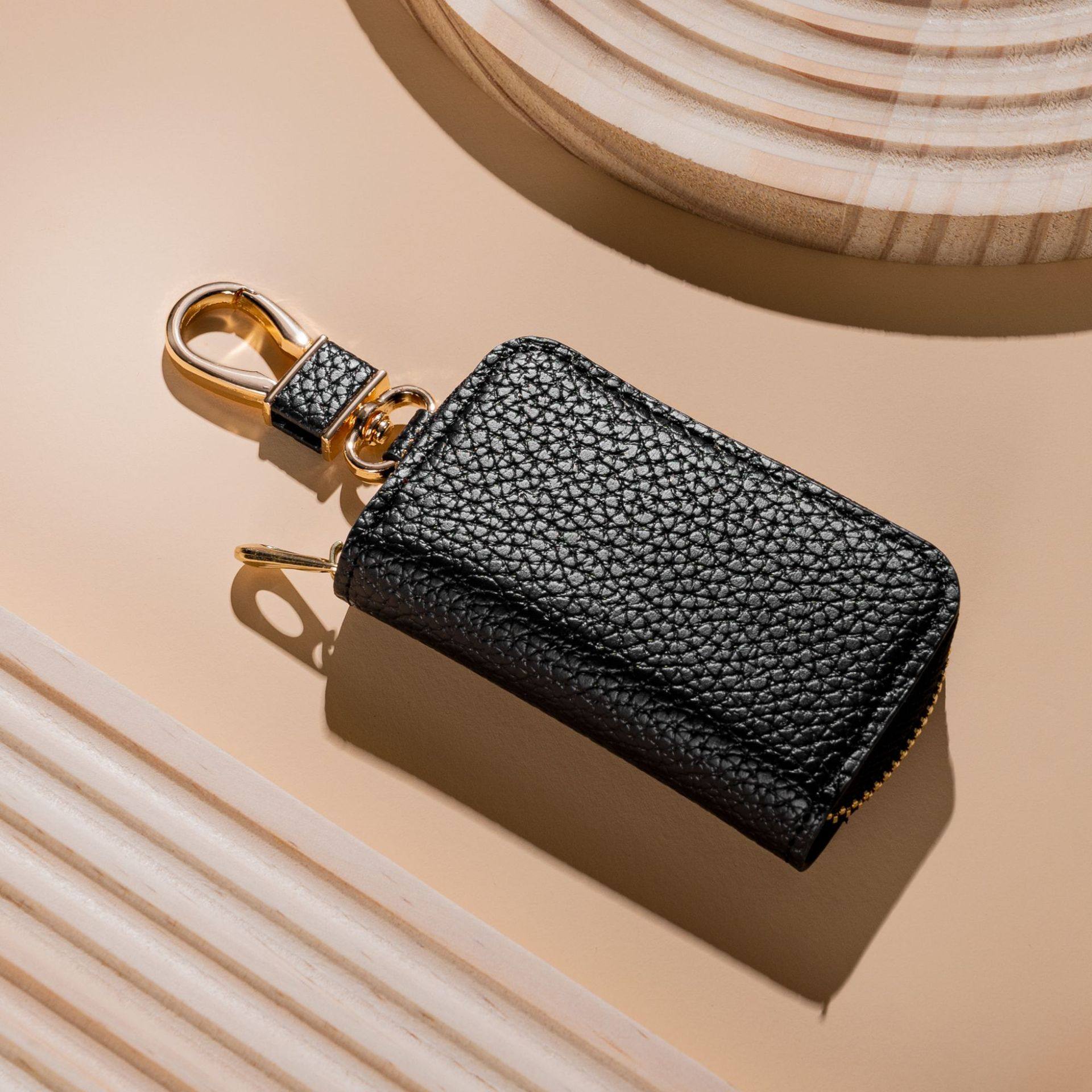 Cross-Border Fashionable Pebbled Car Key Bag, Universal Car Model Men's and Women's Storage Key Leather Case, Mini Key Bag