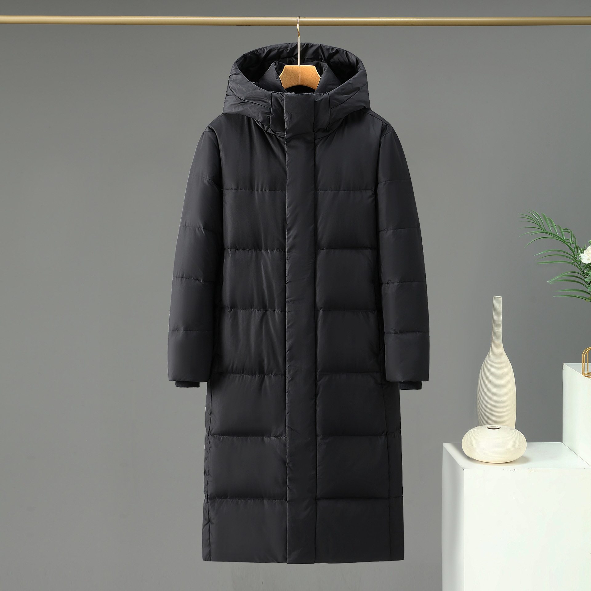 跨境批秋冬新品情侣同款长款过膝羽绒服男中戏女宽松休闲保暖外套