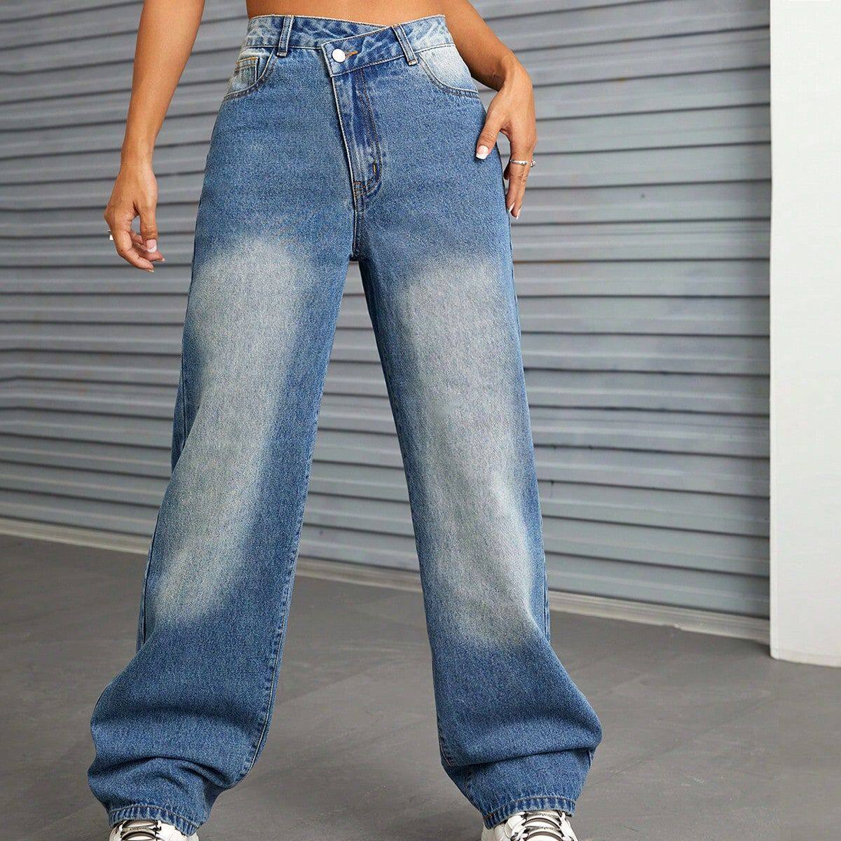 Wide Leg High Waisted Jeans Flattering Fit Floor Length Casual Style Wholesale Available factory direct