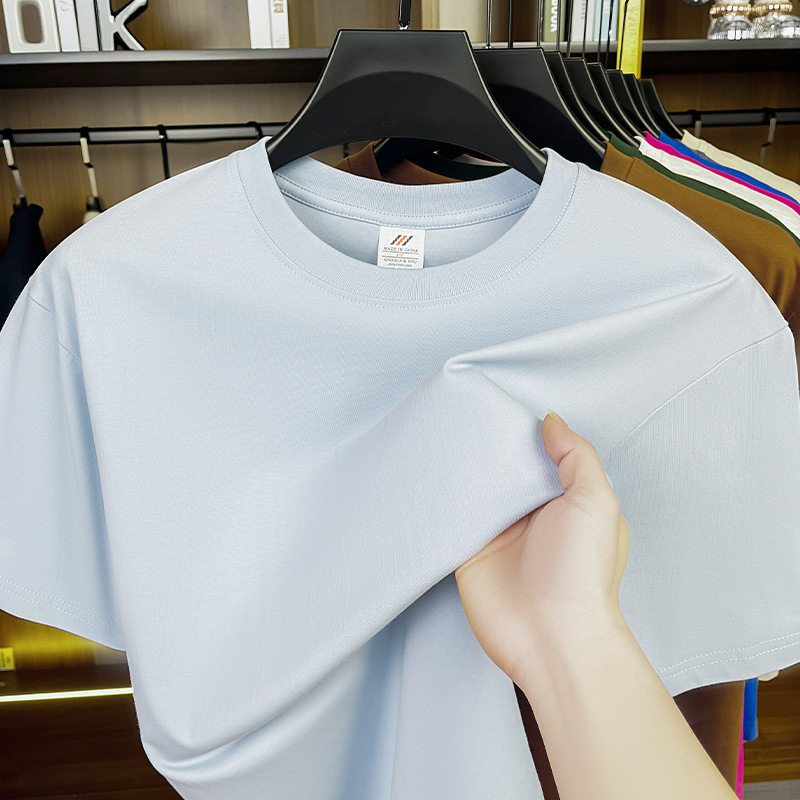 Áo polo nam cổ tròn 100% cotton chải kỹ, áo thun tay ngắn thoáng khí mùa hè — Màu cam, Đỏ Trung Hoa, Màu xanh dương, Xanh nước biển