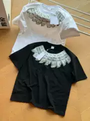 Cross-Border Authentic Version Sup X M6 Collaboration Summer Loose-Fitting Dollar Bill Print Short-Sleeve T-Shirt Unisex Trendy Style