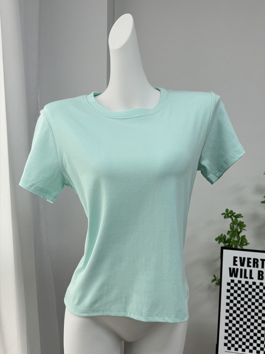 Womens Basic Solid Color T Shirt Slim Fit Short Sleeve Comfortable Fabric Casual Spring Summer Wear Wholesale