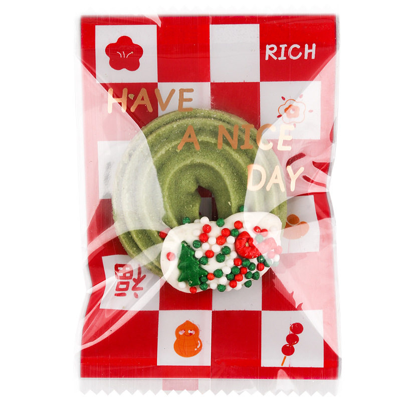 New Year festive plaid bag thickened biscuit bag snowflake candy fruit bag toffee bag Black Sesame raw milk soft cake