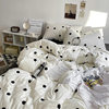 Korean style simple ins milky white polka dot skin-friendly brushed vintage striped bed sheet quilt cover 1.5 m1.8 three or four-piece set