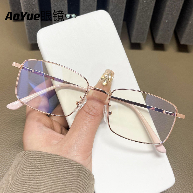 80056 New Metal Trendy Box Flat Mirror Fashion Casual Anti-Blue Light Glasses Personalized Men's and Women's Glasses Frame