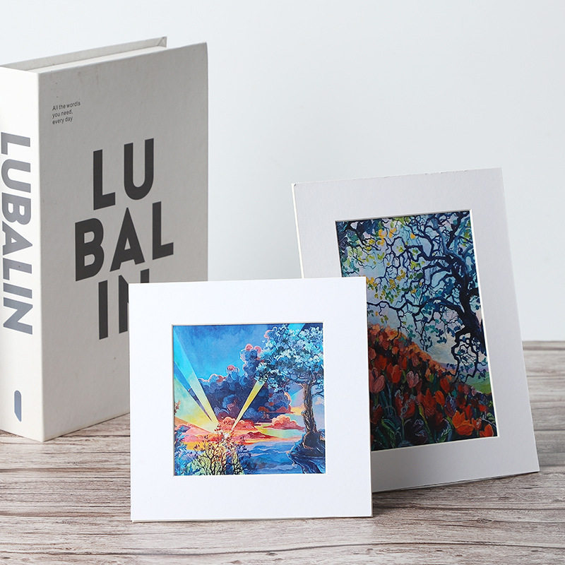 Heavy color oil painting stick special paper mounting 10*10 20*20 A5A4 oil painting stick photo frame small pair work oil painting frame