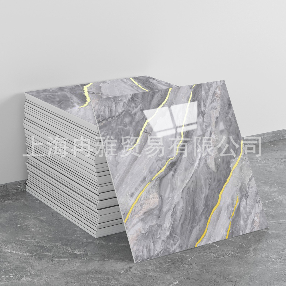 跨境外贸仿大理石鎏金3d墙面翻新装饰贴纸防油防水墙纸自粘瓷砖贴