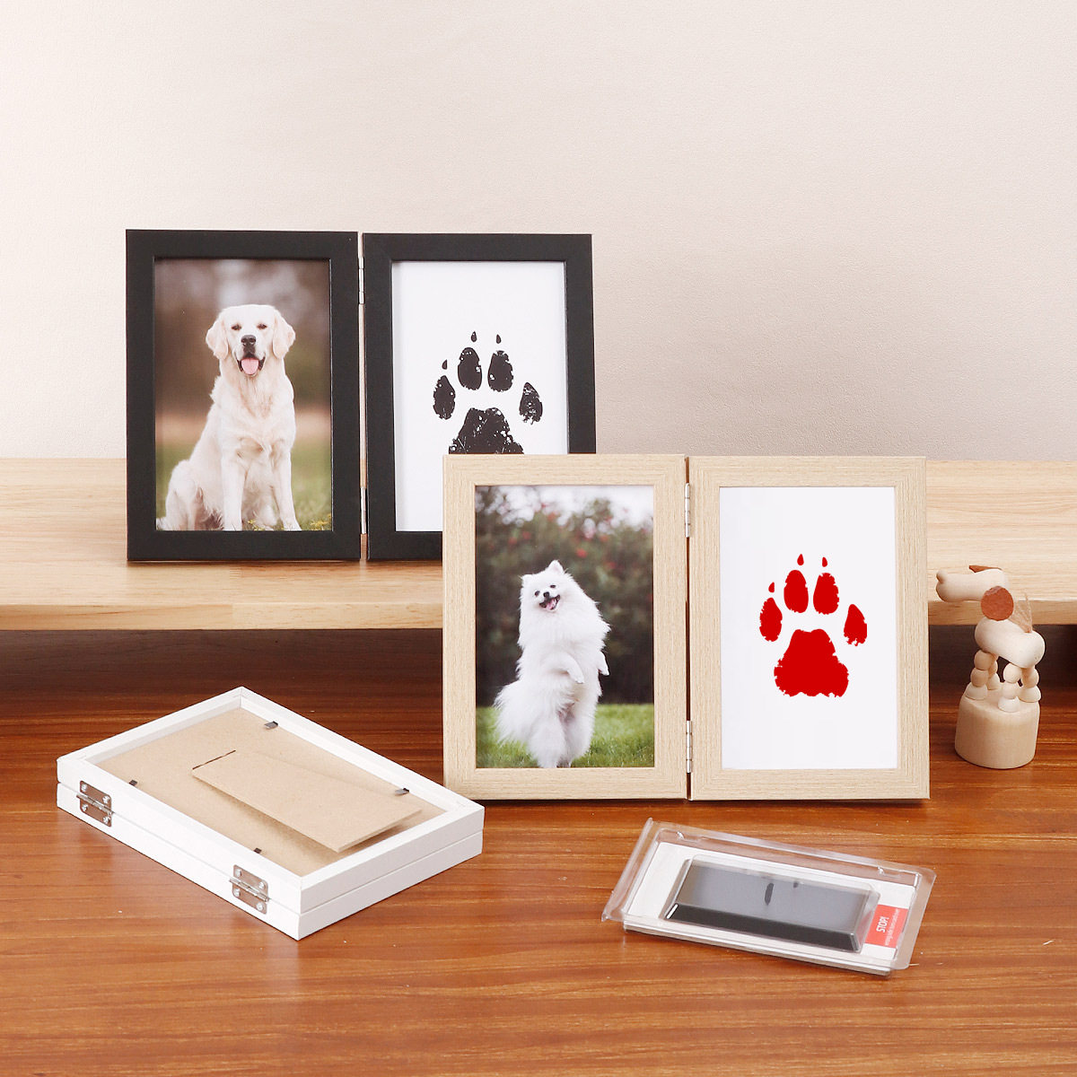 Cross-Border Pet Hand and Foot Print Photo Frame Table Double 6inch 7inch Baby Hand and Foot Print DIY Commemorative Frame Wholesale