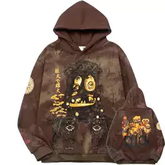Travis Scott Retro Washed Mud-Dyed Brown Concert Merch Hoodie Pure Cotton Jacket