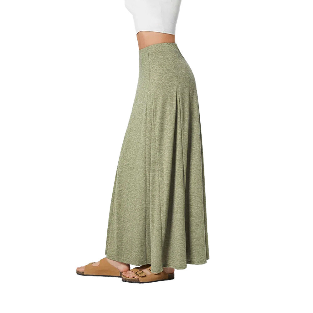 Fashionable Womens Maxi Skirt Loose Fit Knitted Color Block Design Elegant Draping Casual Wear Ready to Ship
