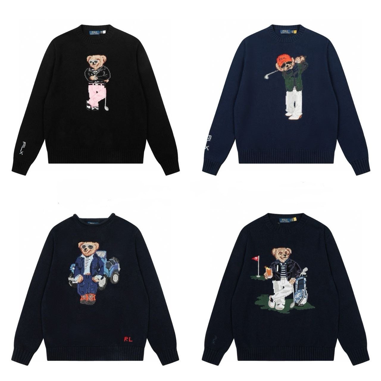 25 осенне-зимняя одежда Ralph RL new bear golf из трикотажа с круглым вырезом и длинными рукавами, свитер для пары, пуловер Изображение 1