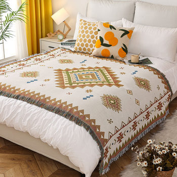 Bohemian Sofa Blanket Cover Blanket Line Blanket Camping Blanket Outdoor picnic Blanket Bed End Blanket Nap Blanket Leisure Blanket