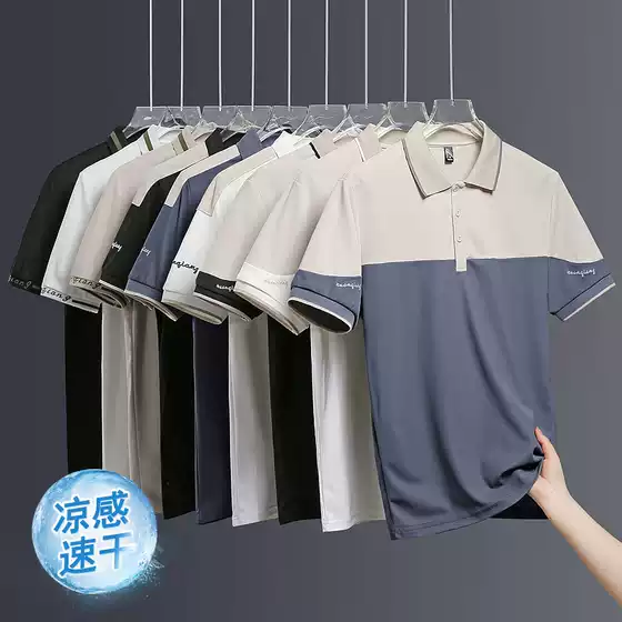 Factory wholesale summer men's POLO shirt short sleeve t-shirt ice silk thin lapel dad business casual half sleeve