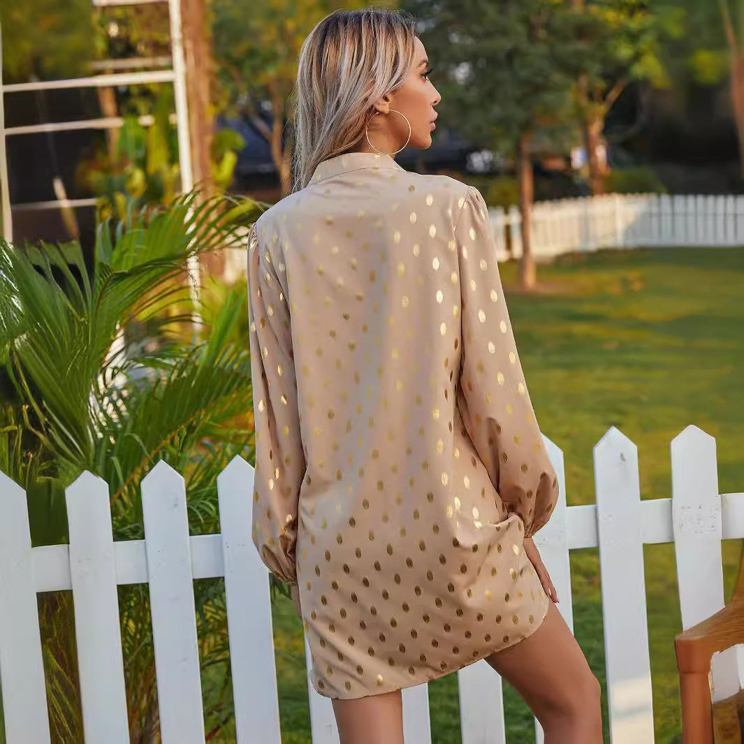 Polka Dot Dress V Neck Elegant Style Casual Wear Available for Wholesale OEM ODM service bulk order
