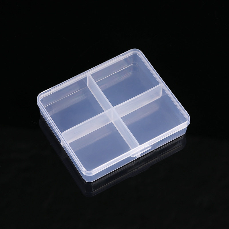 Fixed 4-grid Plastic Transparent Plastic Box Ring Storage Box with Lid Fishing Gear Manicure Box Jewelry Accessories Packaging Box