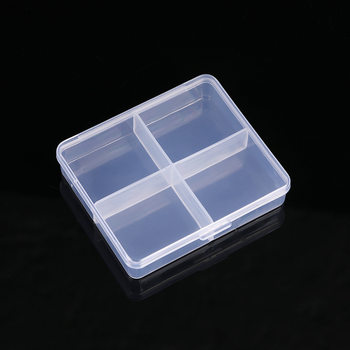 Fixed 4-grid Plastic Transparent Plastic Box Ring Storage Box with Lid Fishing Gear Manicure Box Jewelry Accessories Packaging Box
