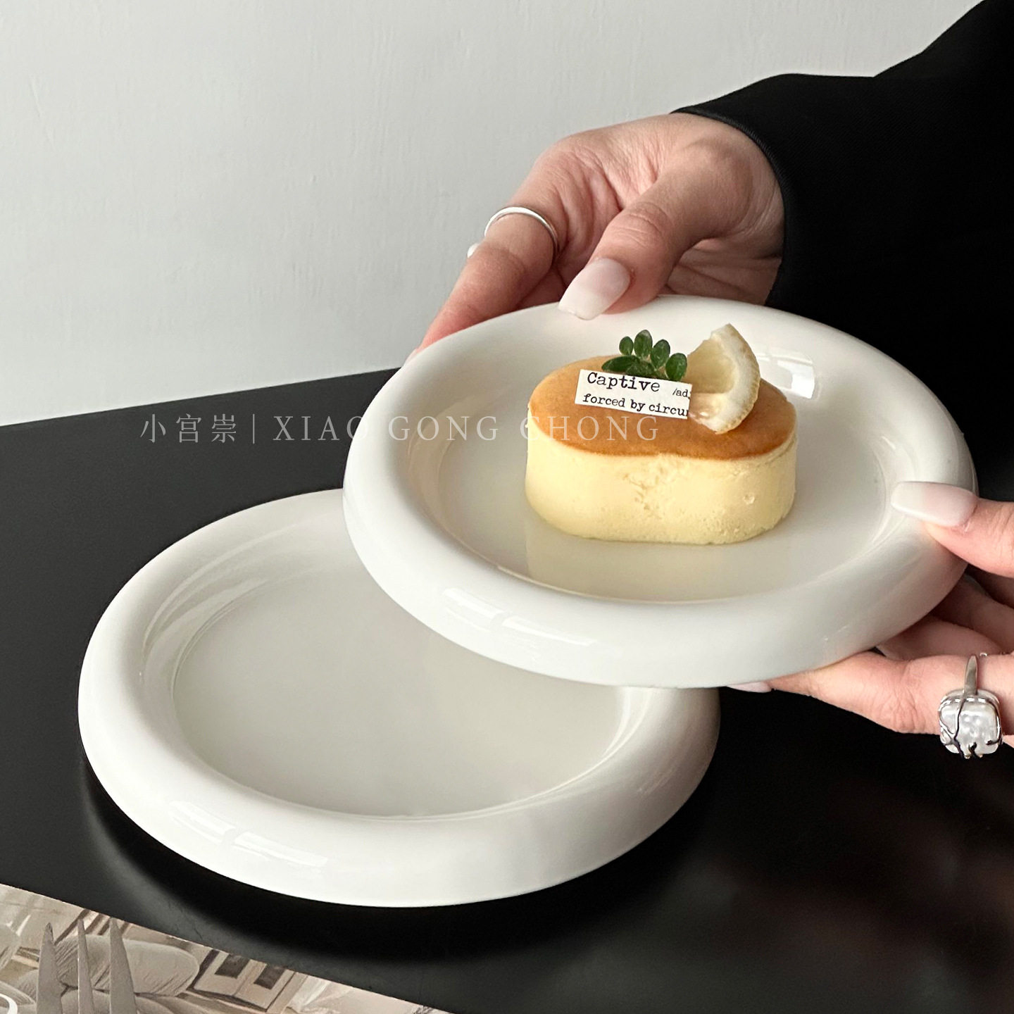Ins Style Chubby Dessert Plate High-Value Household Pure White Ceramic Plate Milk Fufu Cake Plate Breakfast Plate Plate