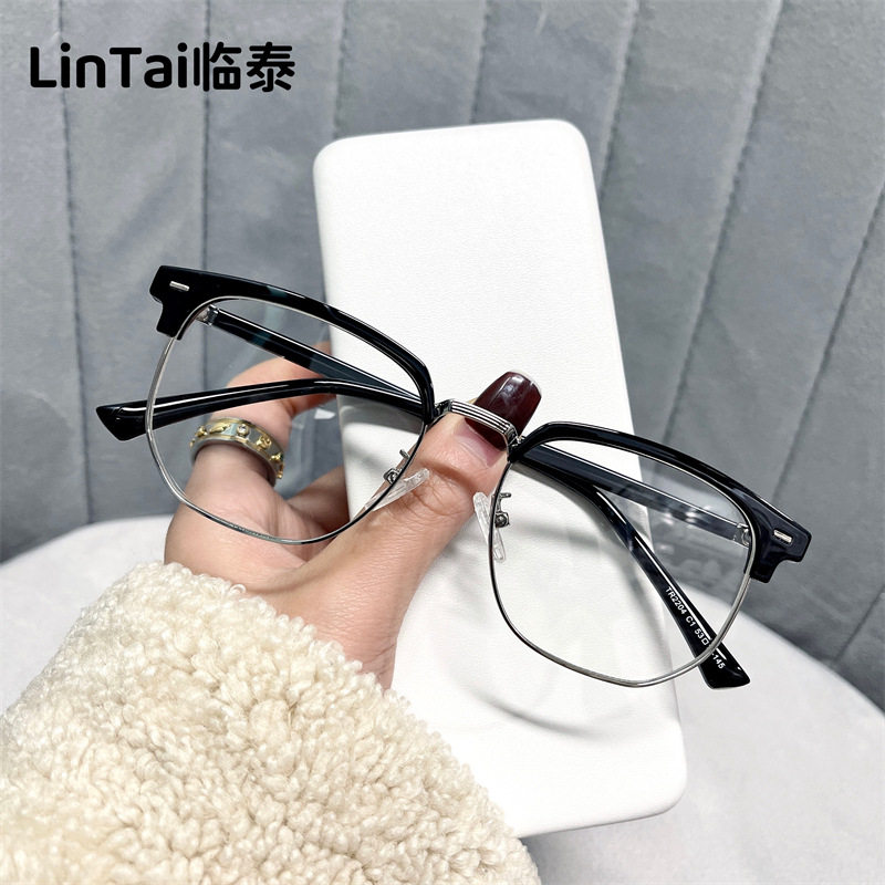 2204 New K9085 Influencer Picks Anti-Blue Light Glasses Men's K-Style Trendy Tr Eyebrow Frame Myopia Glasses Frame