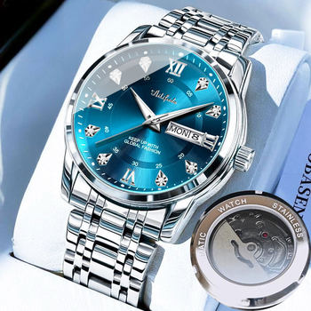 New High-End Fake Mechanical Quartz Watch Hollow Bottom Men's Business Luminous Waterproof Calendar Simple Men's Watch