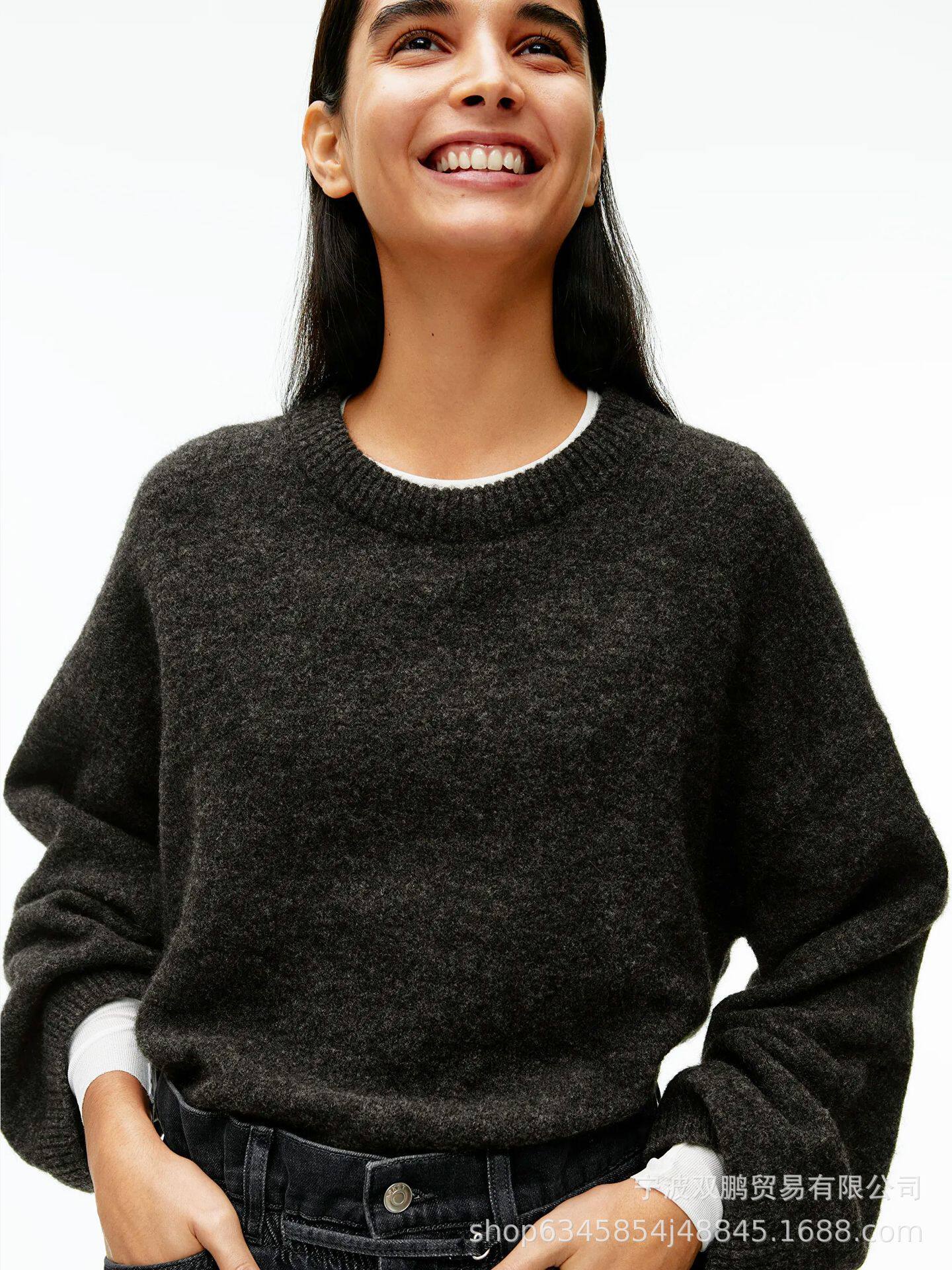 Womens Oversized Gray Pullover Sweater Soft Cashmere Blend Cozy Thick Knit Autumn Winter Casual Wear Wholesale