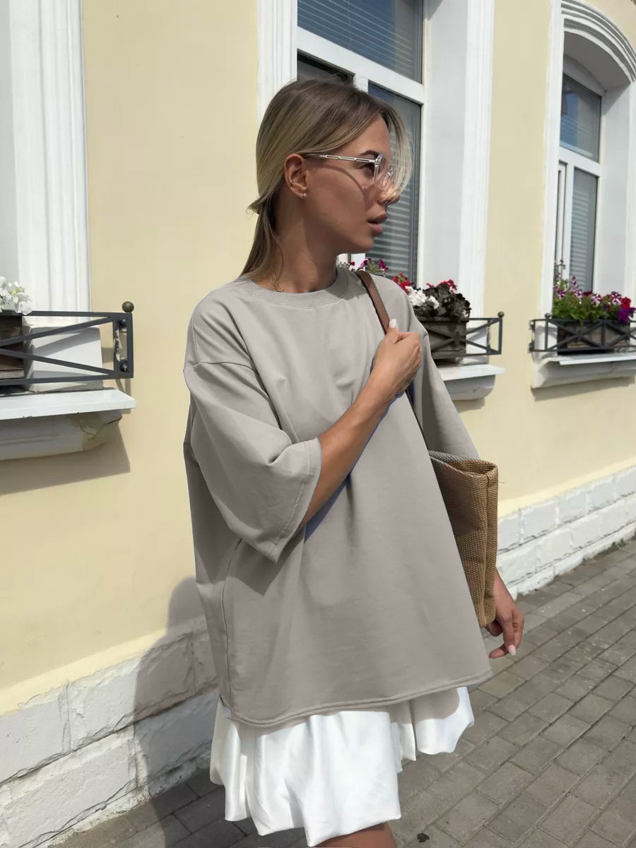 Womens Loose Fit Cotton T Shirt Distressed Round Neck Short Sleeve Basic Style Casual Wear Wholesale Available