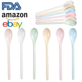 Amazon Cross-Border Best-Selling Long-Handled Spoon Colorfulful Spoon Set Dessert Ice Cream Spoon Melamine Spoon
