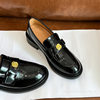 New Leather Version in Stock, Autumn and Winter Fleece-Lined Thick-Soled Slip-On Genuine Leather Loafers with Hidden Height Increase for Women