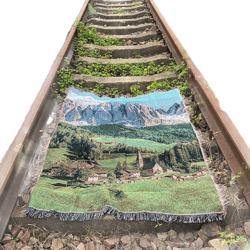 Nordic Aesthetic Healing Landscape Sofa Cover Ins Style Internet Celebrity Camping Blanket Multifunctional Rug Picnic Blanket