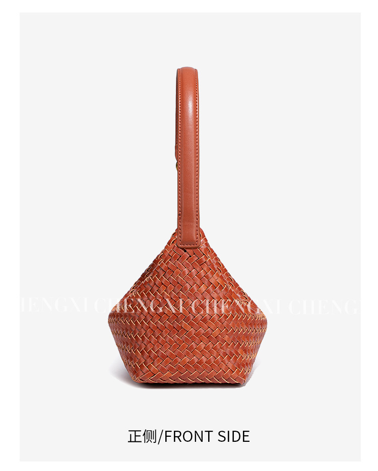 Túi đeo chéo nữ dáng thùng đan thủ công chất liệu PU phong cách tối giản — B2563 # đen, B2563 # hoa hồng hồng, B2563 # hoa oải hương màu tím, B2563 # màu vàng chanh
